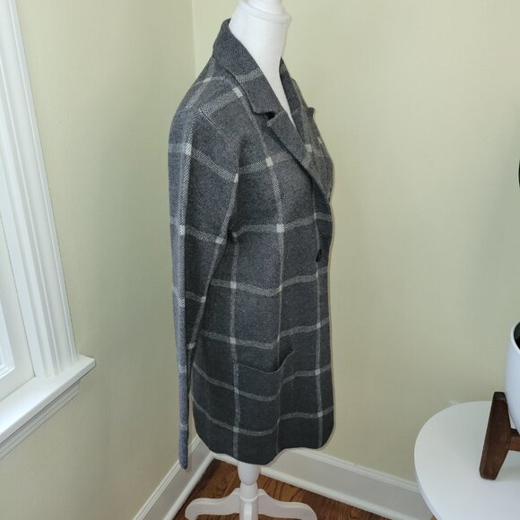 NWT J. Jill Wearever Windowpane Sweater Jacket Gray W/White Knit Women's Size S - Picture 8 of 14